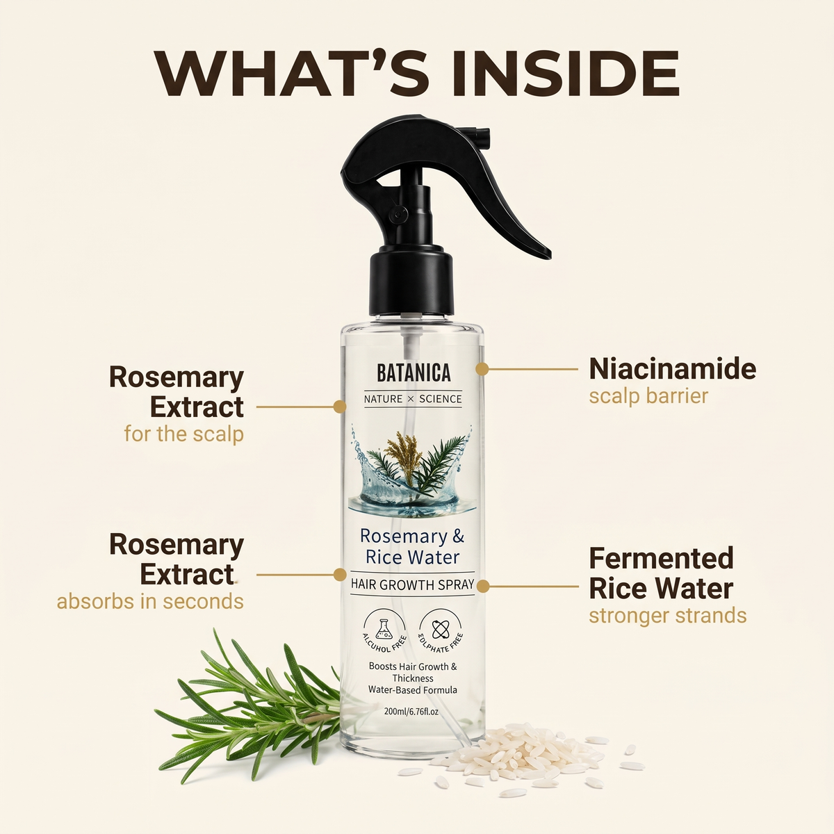 Rosemary & Rice Water Hair Spray